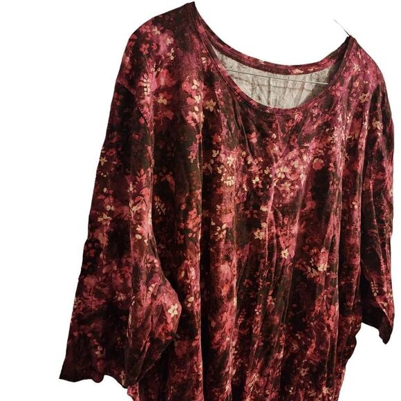 Catherines Suprema Collection NWOT Burgundy Pink Floral Layering Top Size 5X - Picture 3 of 8